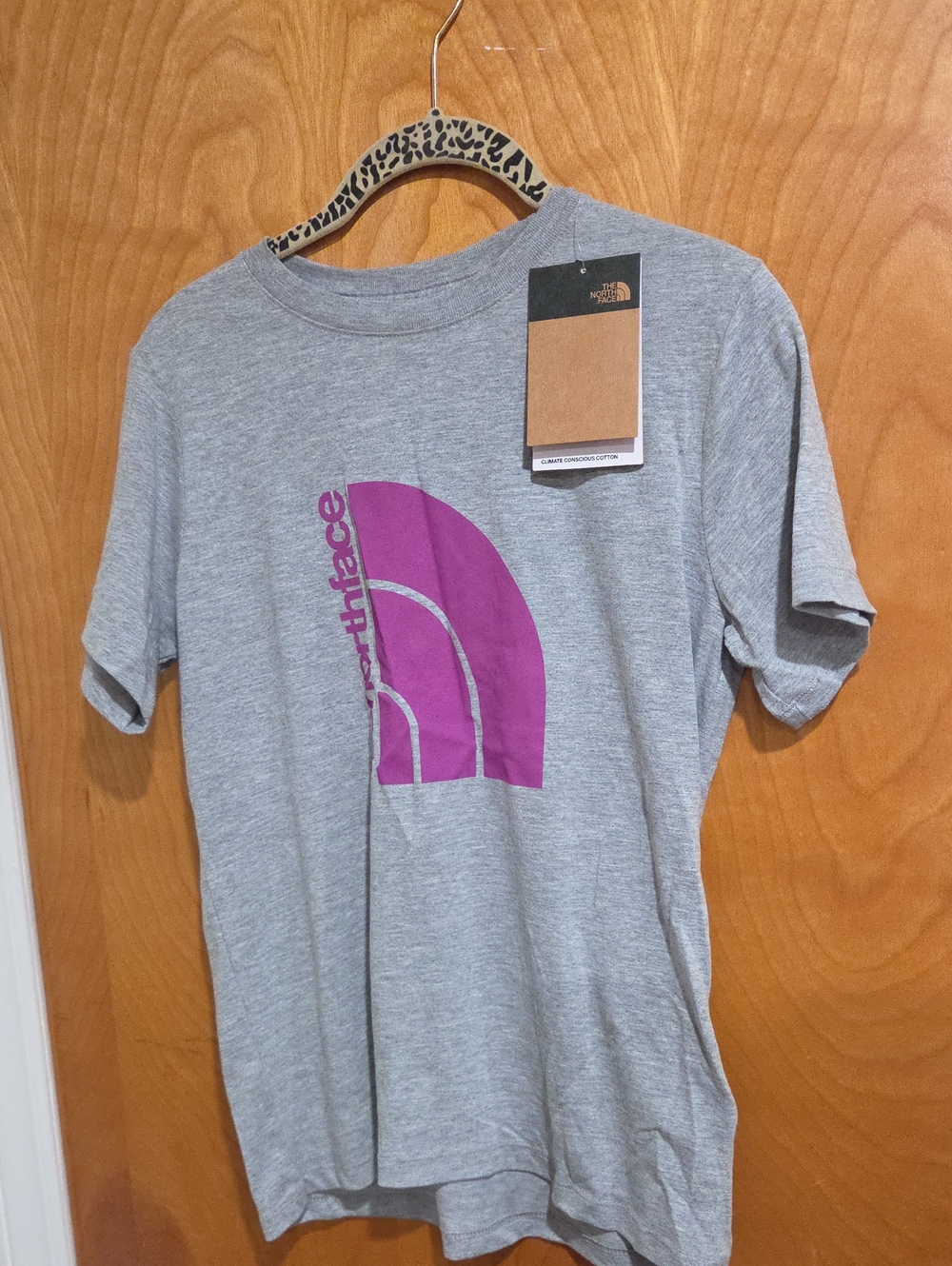 The North Face Heather Gray T-Shirt with Purple Logo